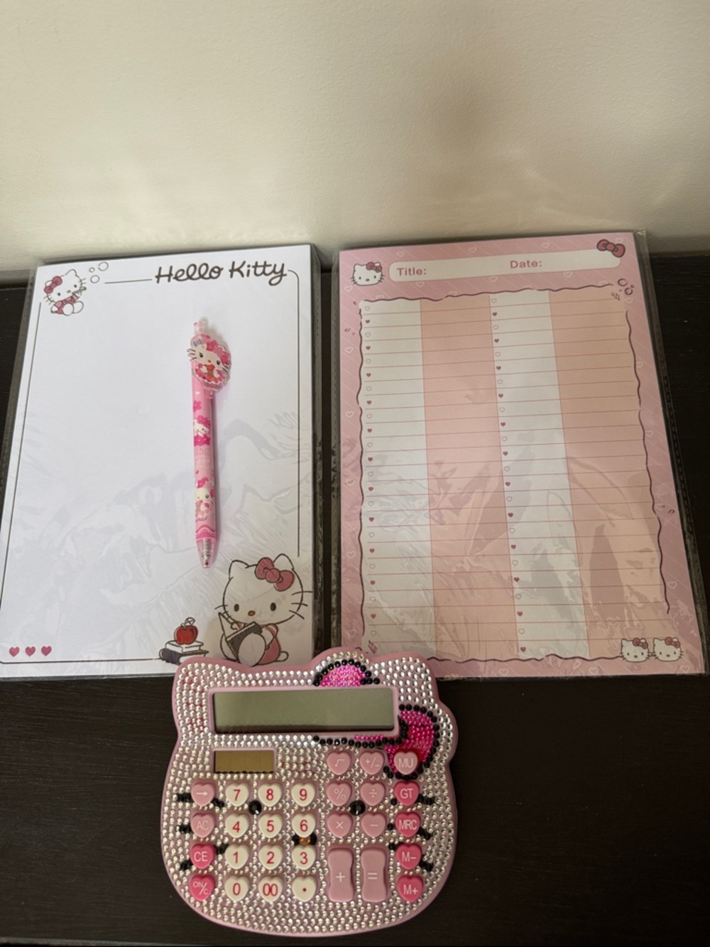 Hello Kitty Pink Rhinestone Calculator & Notepad Set - Picture 6 of 6